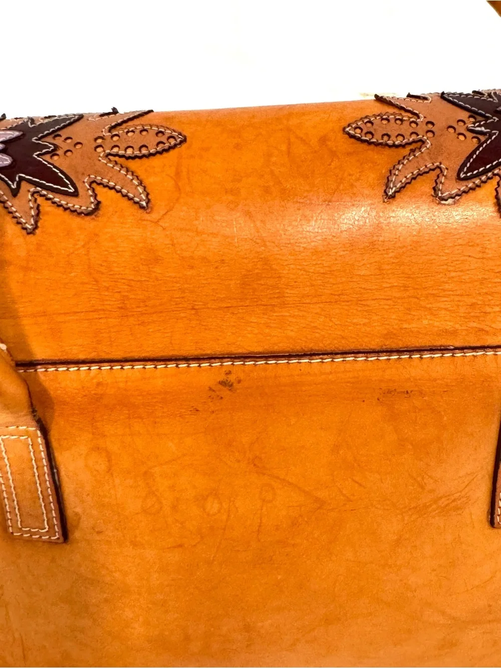 Luella Bartley Gisele Western Floral Leather Satchel Handbag Y2K Rare